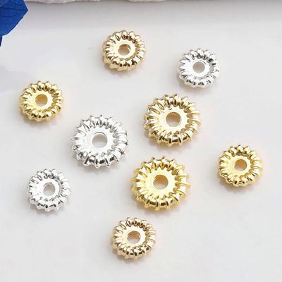 14K Gold Plated Colorfast Gear Flower Spacer Beads for DIY Crystal Bracelets