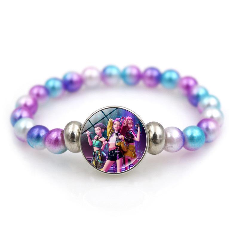 K-Pop Demon Hunters Bracelets Girls Fashion Beaded Wristband Cute Cartoon Figure Jewelry Accessories Children Christmas Gift Toys