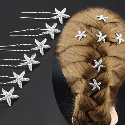 10 PCS Hair Clip Pin Wedding Bride Girl Comb Hair Ornaments Fashion Cute Elegant Woman U-shaped Starfish Accessories for Women