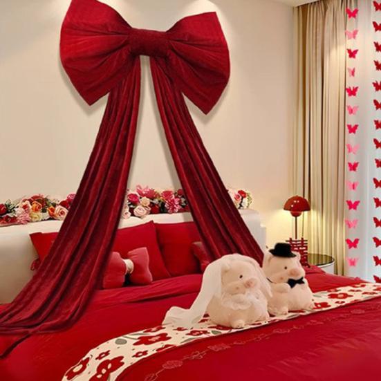 Large Velvet Bow Tie Pendant Tree Topper Wreath Christmas Bows Pillar Wedding Holiday Stair Railing Porch