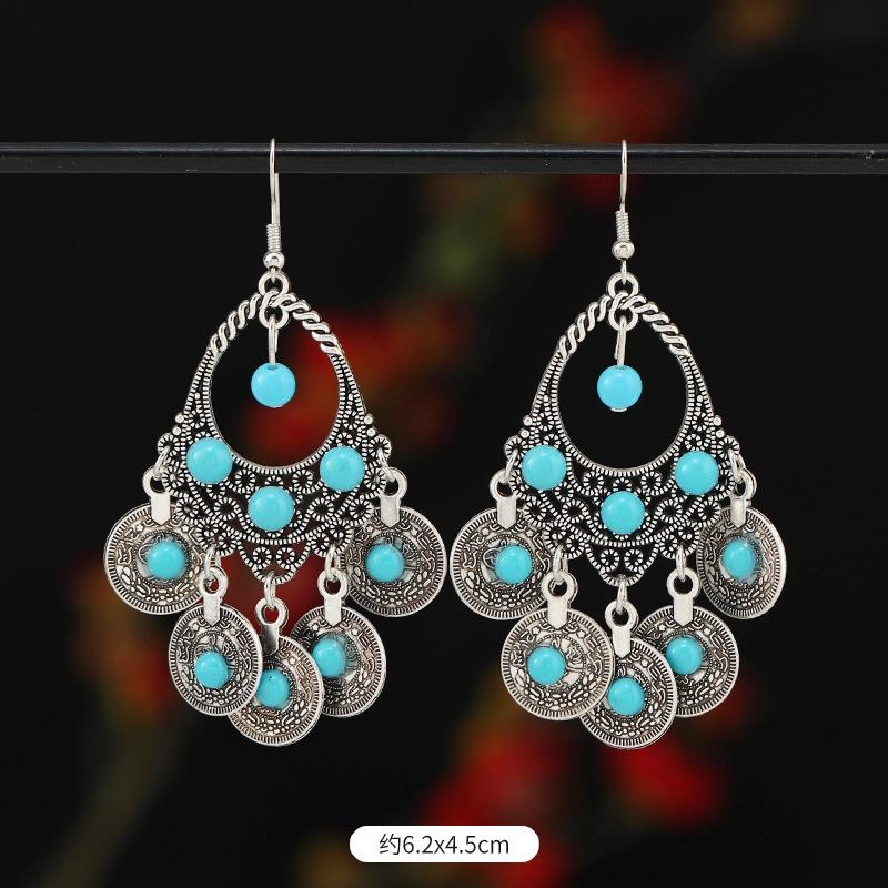 

Богемные серьги женские нишевый дизайн серьги с бахромой в виде монеток ретро темперамент длинные серьги