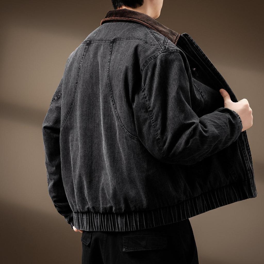 Luxury Men's Detroit Workwear 2025 Winter Duck Down Denim Jacket