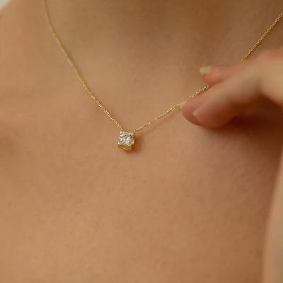 S925 Sterling Silver Zircon Pendant Necklace Female Special Interest Light Luxury High Sense Necklace Female Simple Clavicle Chain