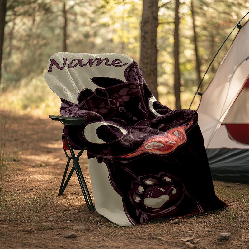 Personalized Custom Name Blanket - How To Train Your Dragon Toothless Print Design,Blanket for Sofa,Bed,Travel,Camping - Soft and Warm, Great Gift