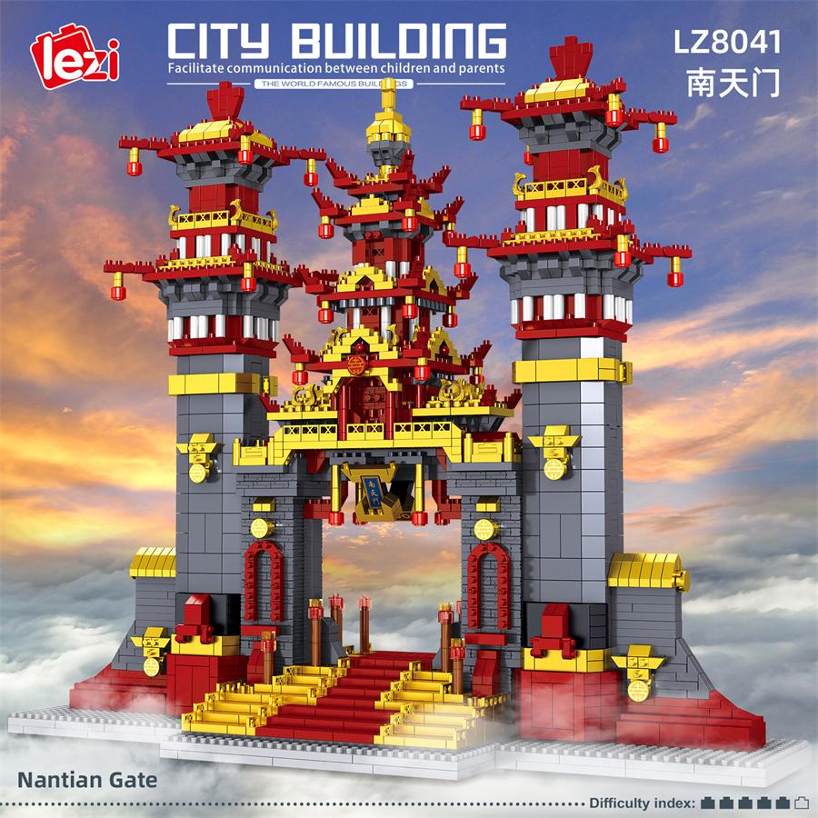 Latest Lezi Small Blocks Chinese Style Architecture Castle Palace Tower Construction Blocks Fun Toys For Children Gifts Girl Present