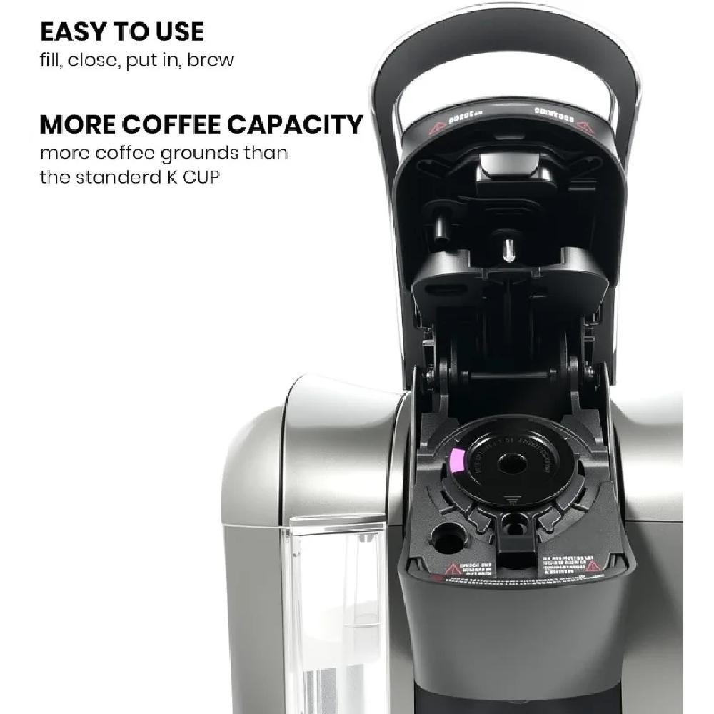 Reusable K-cup with food grade stainless steel mesh - coffee filter with silicone O-ring - reusable coffee box for dishwasher