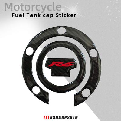 Adesivi Protezione Tappo Serbatoio Moto Fibra di Carbonio 3D Cuscinetto Tappo Carburante Serbatoio Decalcomanie Copertura Riempitivo per YAMAHA YZF-R6 YZF