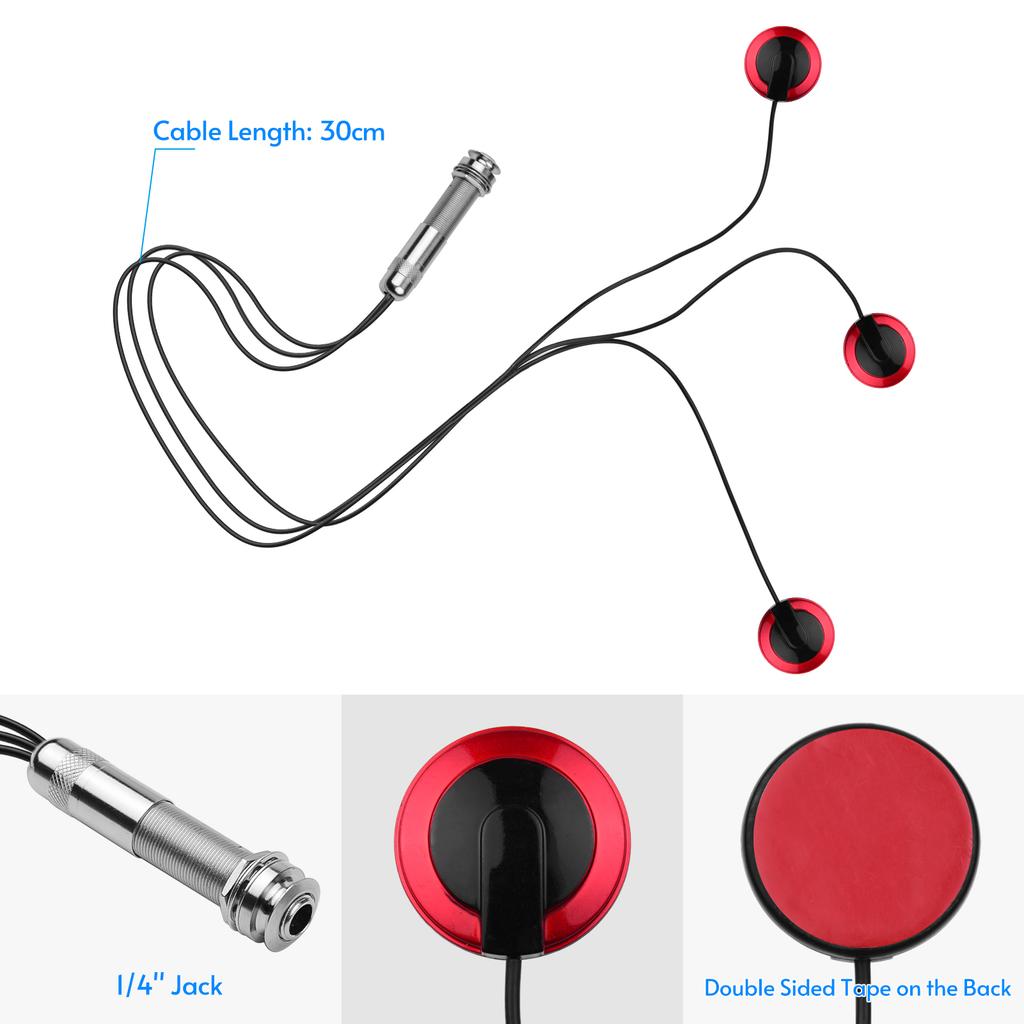 Adhesive Instrument Pickup Acoustic Guitar Pickup Mini Transducer with 1 4 Inch Connector for Violin Mandolin Ukulele
