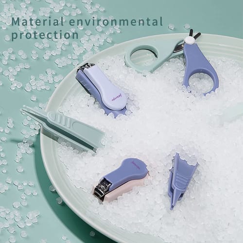 4-in-1 Baby Nail Clipper Set: Baby Nail Clippers, Baby Scissors, Tweezers, and Nail File (Polar Bear Pink)