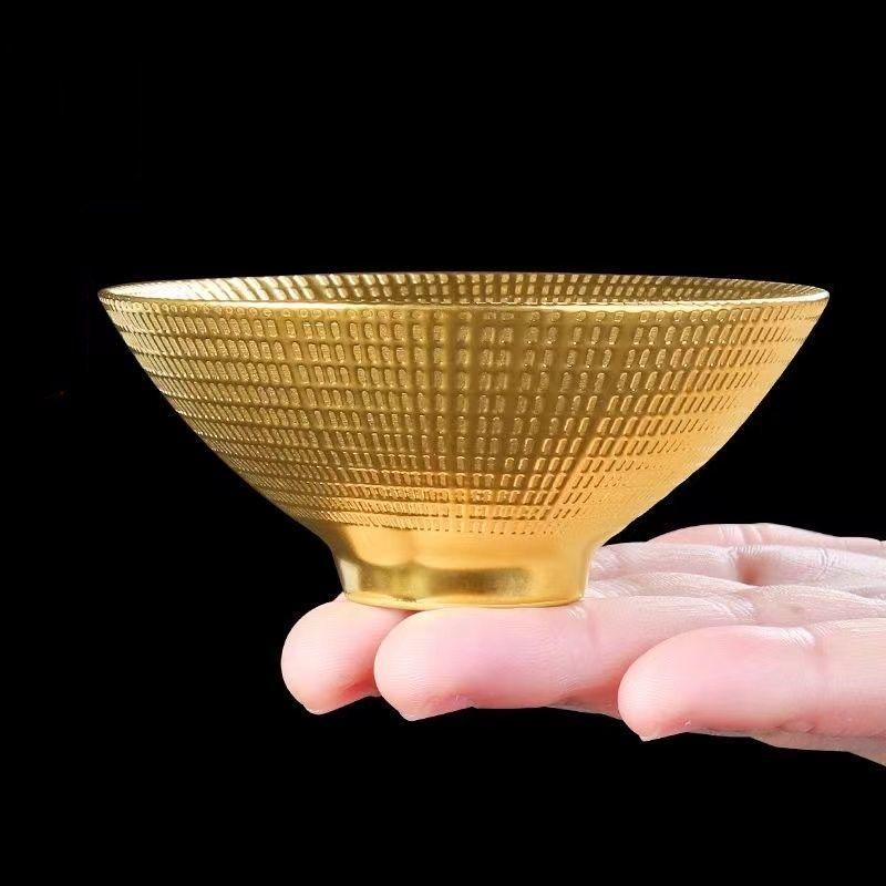 Ceramic Gold Glaze Kung Fu Tea Cup – Handmade Porcelain Small Bowl for Office