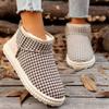 Winter new warm plaid round head snow boots women's velvet short cotton shoes women