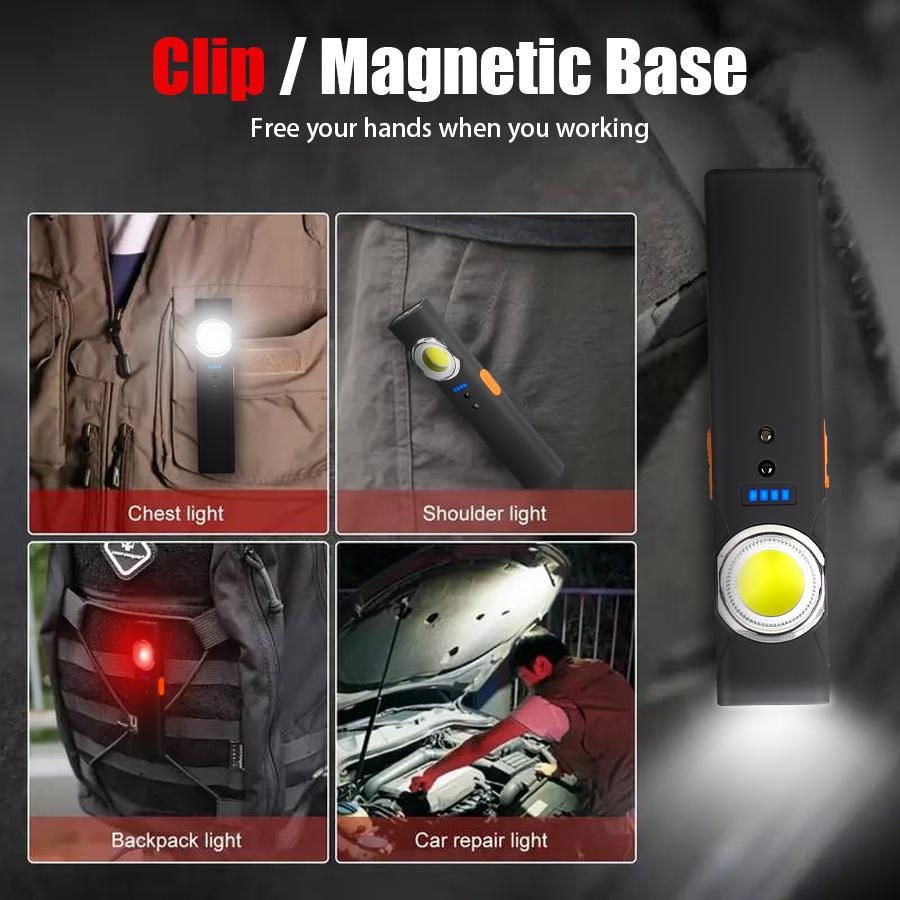 Portable Mini Flashlight Rechargeable Cap Clip Headlamp 6 Modes Dimming Magnetic Work Light Outdoor Waterproof Emergency Lamp