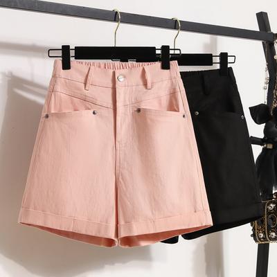DIMANAF Grande Taille Femmes Shorts Pantalons Été Ample Jeans Courts Basiques Taille Haute Solide Pantalon Harem Taille Élastique