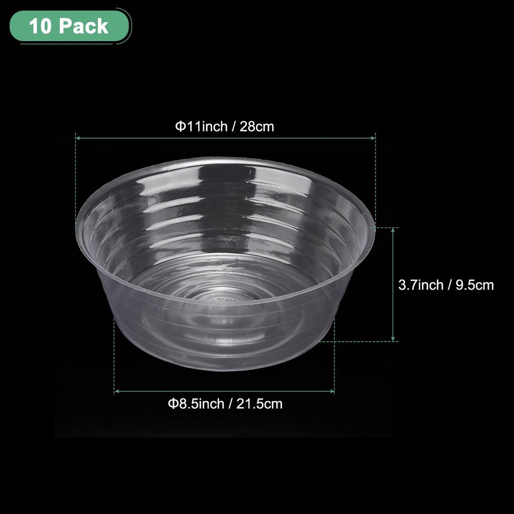 METERXITY 10er-Pack 11" Kunststoff-Pflanzuntersetzer für den Innen- und Außenbereich, Blumentopfschalen und Tropfschalen (klar)