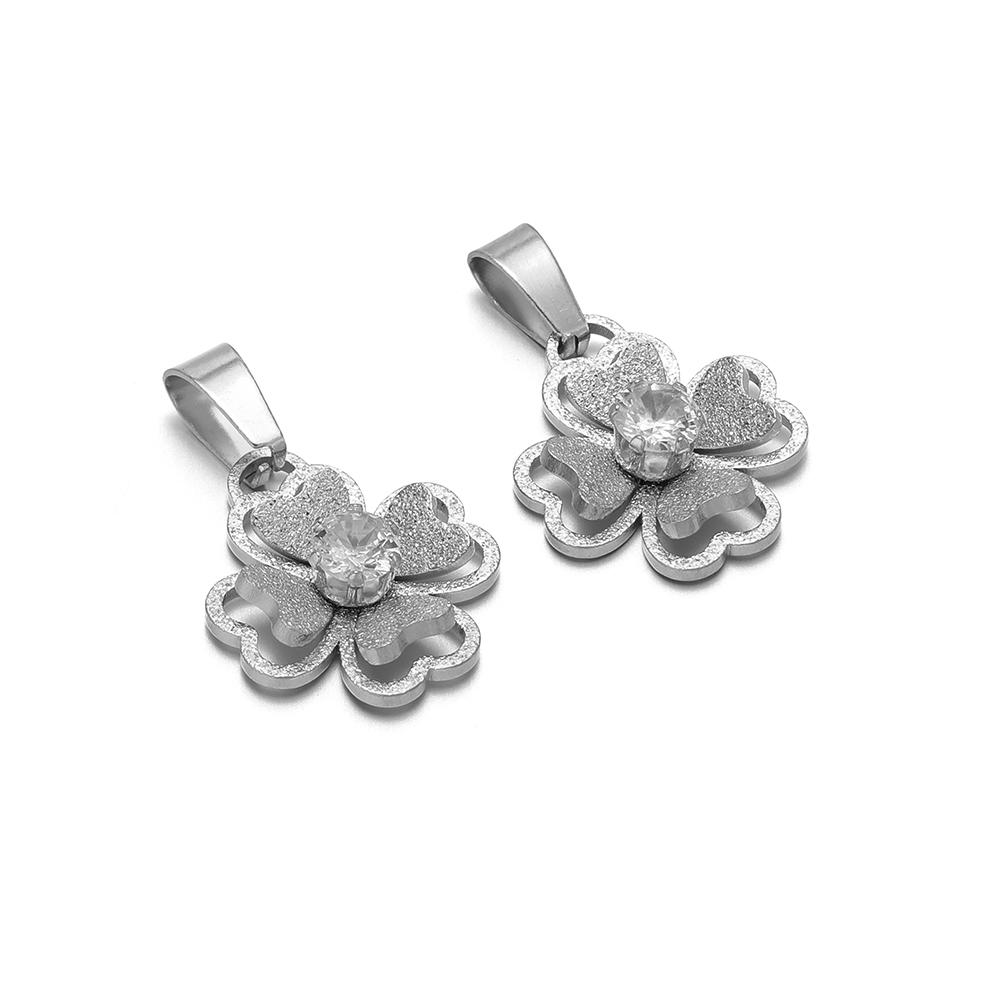 5Pcs Stainless Steel Metal Heart Flower Butterfly Cubic Zircon Charms for Necklace Bracelet DIY Jewelry Pendants Earrings Making