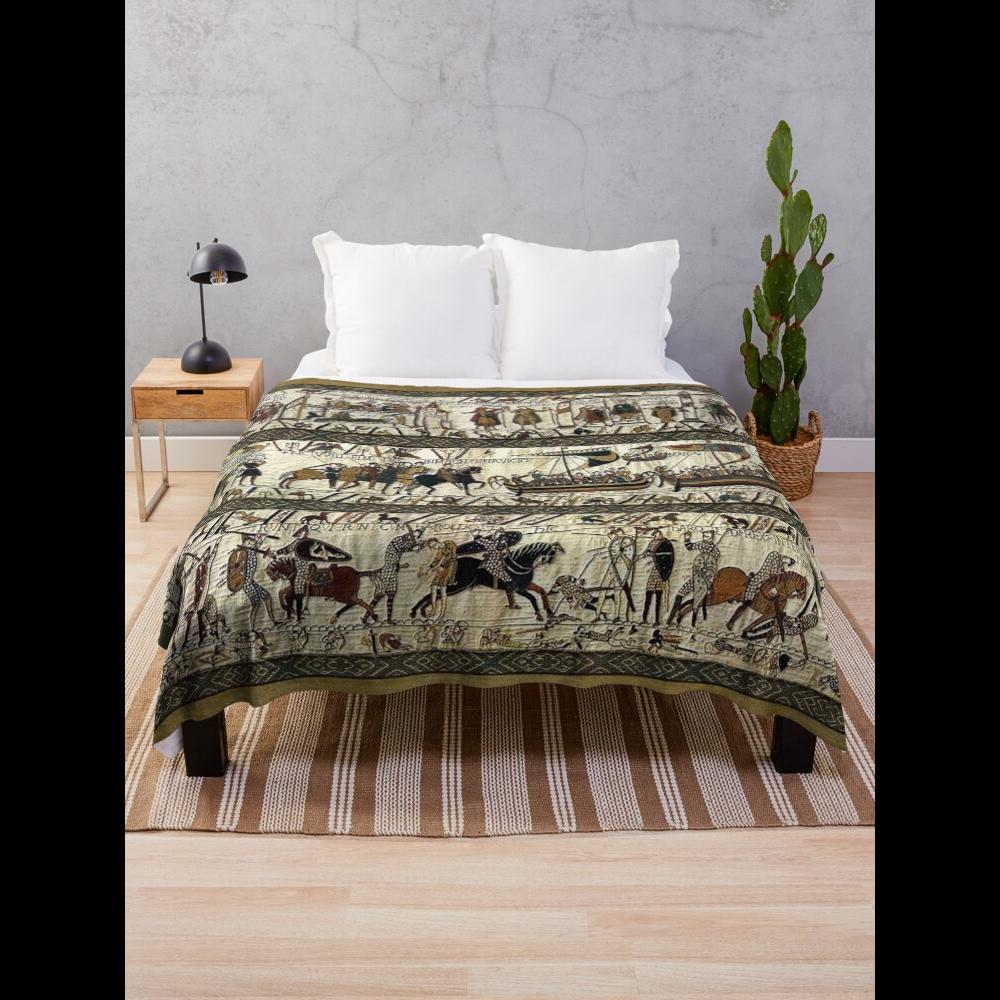 Happy Adults Toys Unisex Bayeux Tapestry Throw Blanket Elegant Historical Design For Cozy Living Room Or Bedroom Decor Soft Plaid Fleece