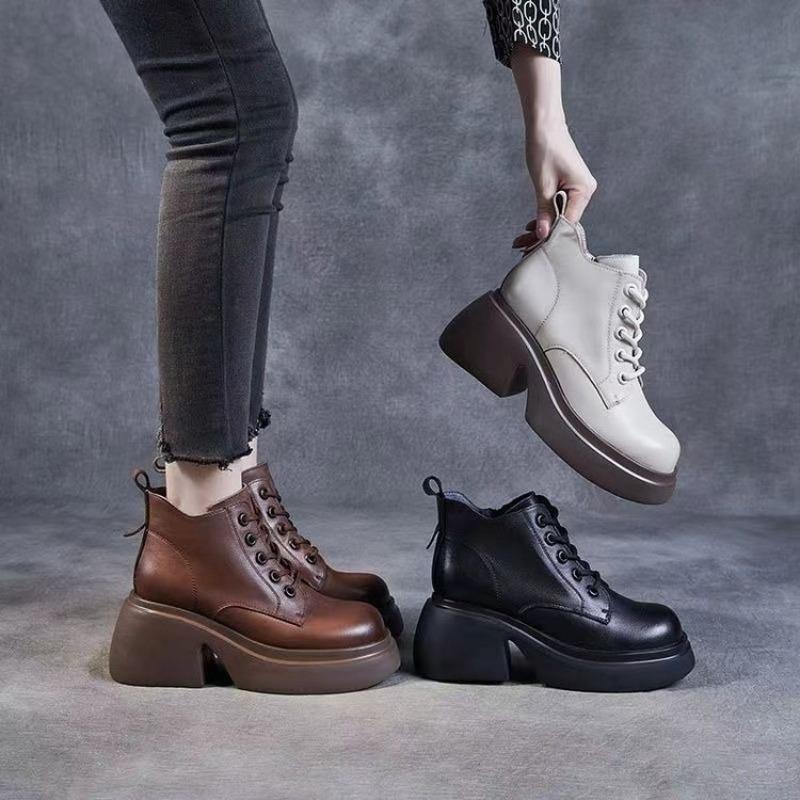 New Style Shoes, Thick-soled Boots, Women's Shoes, Versatile Retro Single Boots, Height-increasing Women's Boots