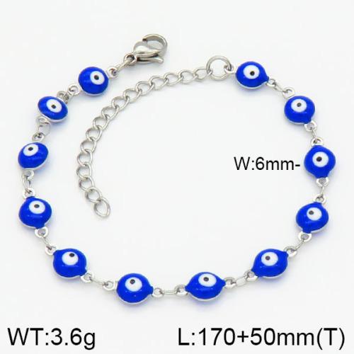 2026 New Arrivals Stainless Steel Chain Bracelet 6mm Devil's Eye Bracelets for Women Drip Oil Eye Charm Jewelry Wholesale