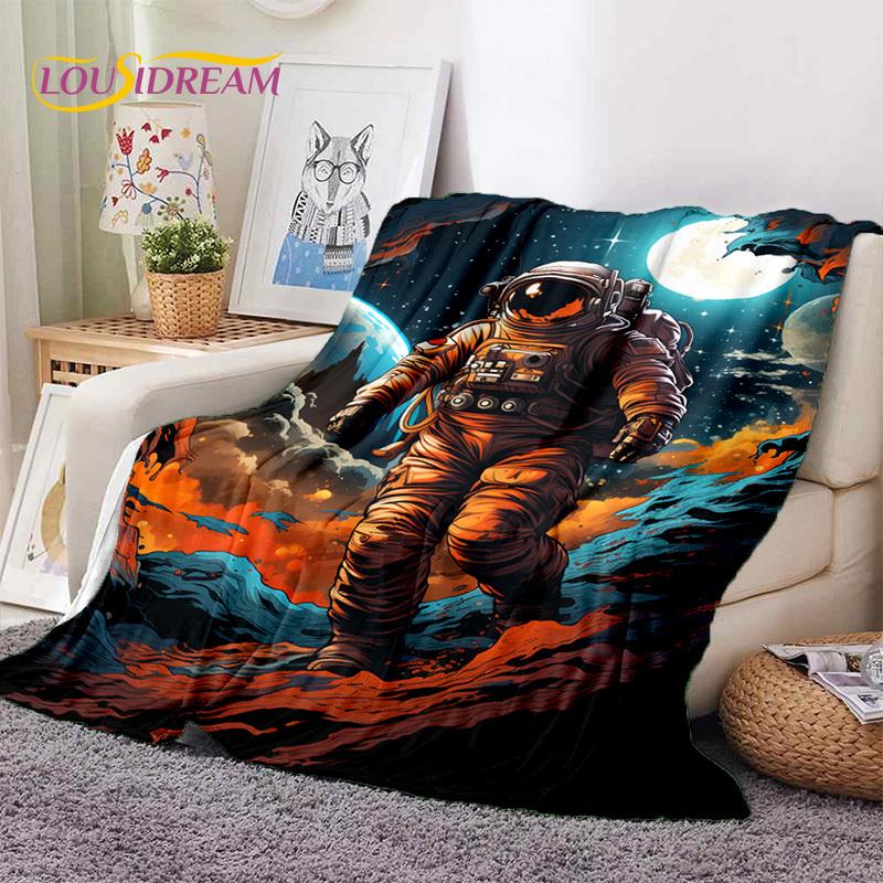 Astronaut Dream Universe Spaceman 3D Outer Space Cartoon Soft Blankets,Throw Blanket for Picnic Beds Home Bedroom Cover Kid Gift