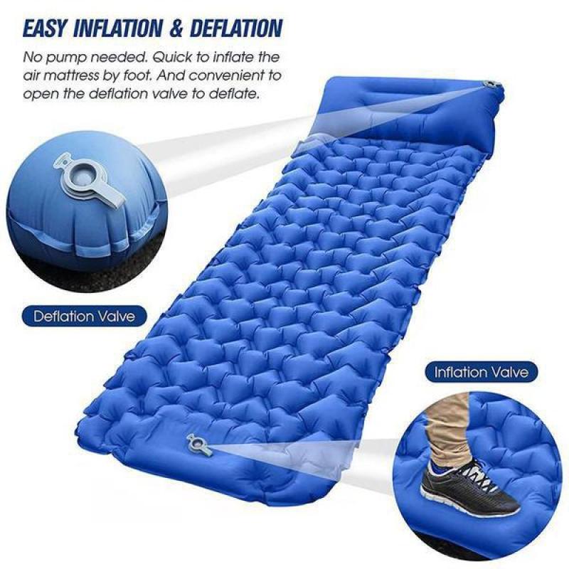 1PC Camping Sleeping Pad Inflatable Waterproof Sleeping Pad with Built-in Pump, Foot Operated Ultra Thick Durable