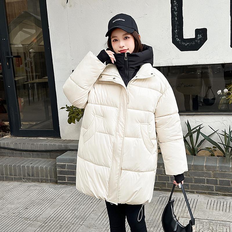 Down Cotton-padded Clothes for Women's Winter New Medium and Long Knee-padded Clothes, Loose Student Cotton-padded Jackets, and Thick Coats.