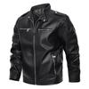 Spring and Autumn New Black Men's Leather Jacket Stand-up Neck Zipper Men's PU Leather Jacket Motorcycle Clothing Men's Jacket