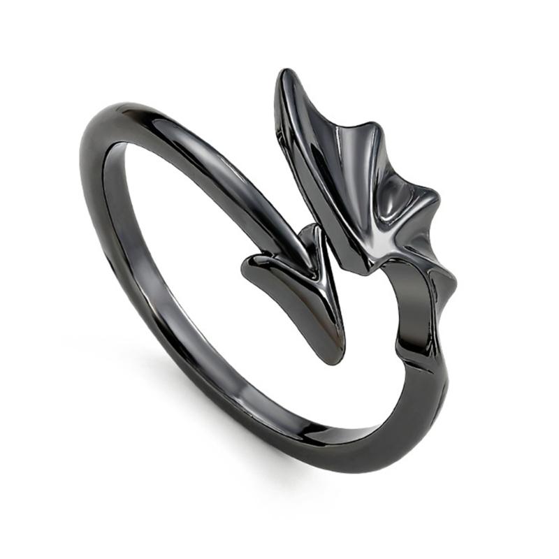 Unique Adjustable Gothic Wing Rings For Couples Angelic Devil Designs Alloy Open Jewelry Matching Accessory