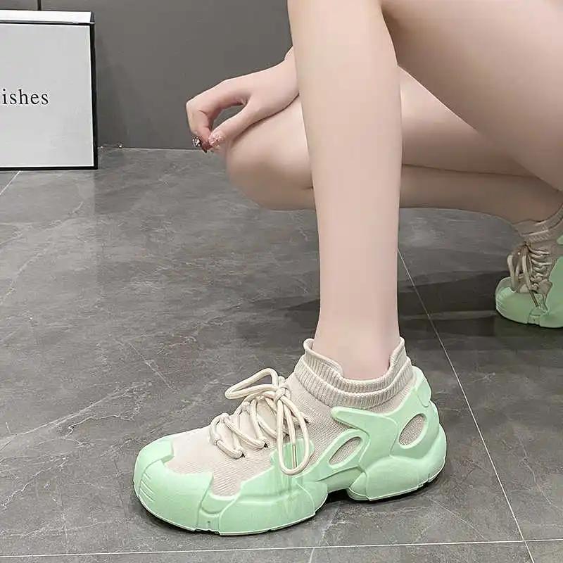 Fashion High Sole Hip Hop Womens Shoes Heels New Season Brand Luxury Shoes Purple Heels Sneakers Sports Sapateneis Shooes