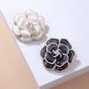 Retro Camellia Pearl Brooch & Scarf Buckle with Rhinestones - Elegant Large Pin Jewelry for Women