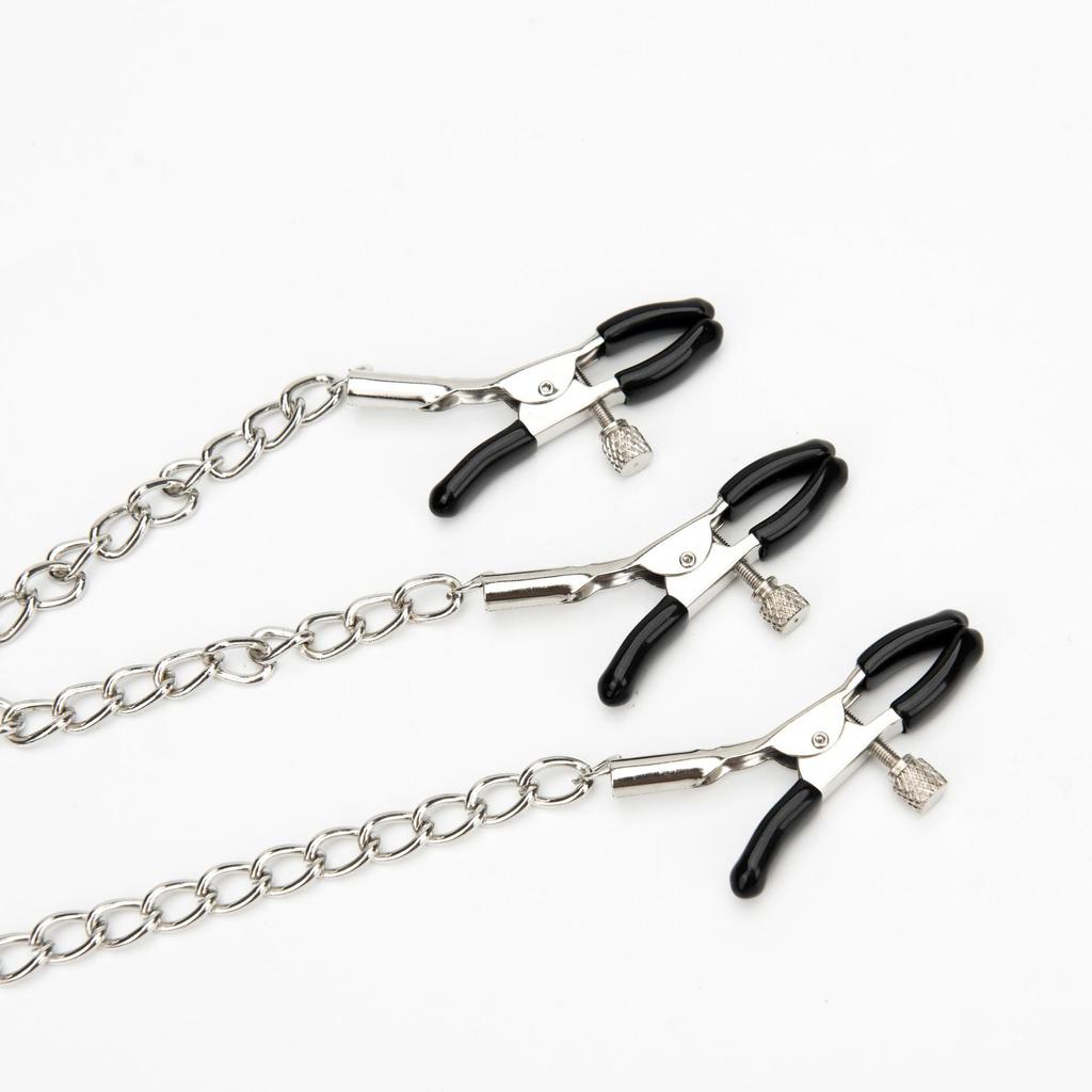 MoDi Metal Nipple Clamp With Metal Chain for Women Men Fetish To Breast Labia Clip Stimulation Massager Bondage Sex Products Adult BDSM