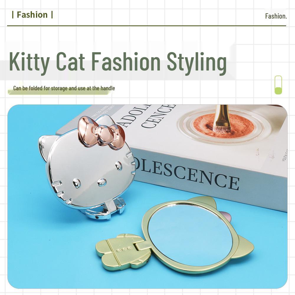 Portable Electroplated Folding Cat Vanity Handheld Makeup Mirror