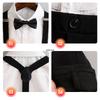 School Boys Suspender Trousers Formal Suit Shirt Bow Tie Kids Wedding Ring Bearer Piano Recital Birthday Photoshoot Gentleman Outfit for Boys 3-12Y