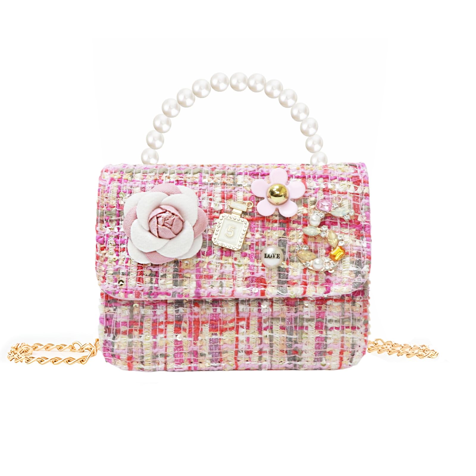

Shoulder Bag for Small Handbag with Pearl Kids Pochette Crossbody Elementary School 3 4 5 6 7 8 9 10 Years [Jessimi] Children, Cute, Pochette, Chain,