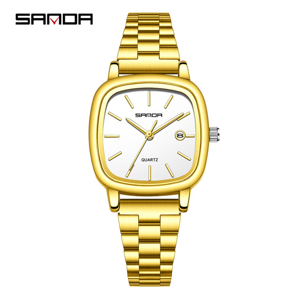Fashion Square Dial Couple's Wristwatches Men Women Casual Daily Calendar Watch Waterproof Steel Strap Relojs