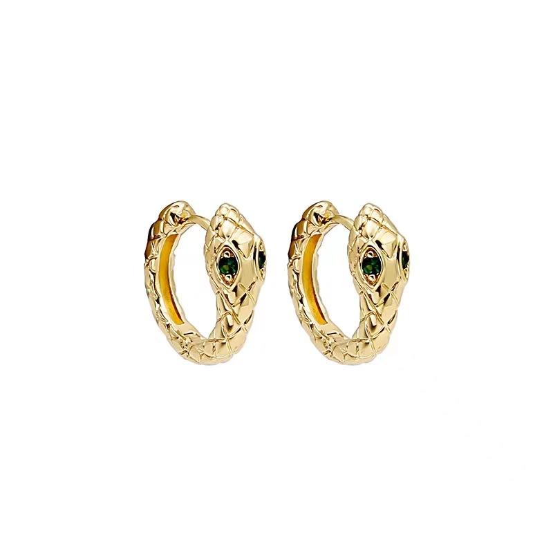Super Sa Temperament Snake Ear Buckle Diamond-Set Personality Trendy Cool Style Girl Simple Personality Earrings