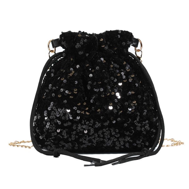 Sequin Fashion Colorful Design Women Casual Drawstring Bucket Bag For Use Daily