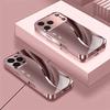 Luxury Pink Lines Pattern Metallic Tempered Glass Phone Case For iPhone 11 12 13 14 15 16 17 Pro Max 15 14 Plus 17 Air 16E Cover