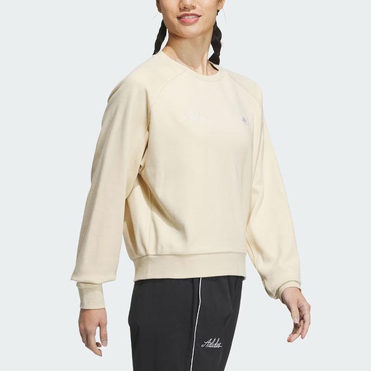 Adidas Rco Graphic Sweatshirt Logo Sports Casual Crewneck Women Sweatshirt Rock Sand Dust IP7088