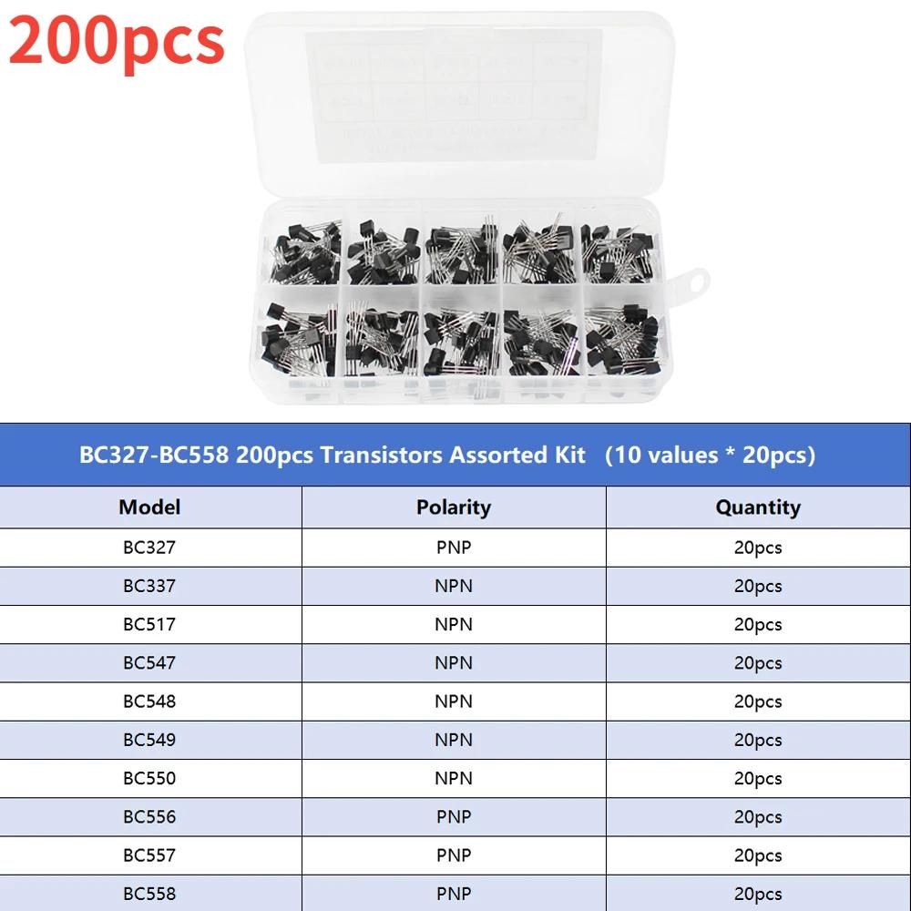 200-900PCS Transistor Assortment Kit TO-92 PNP/NPN BC327 BC337 BC557 S9014 Bipolar Junction Transistor Electronic Components