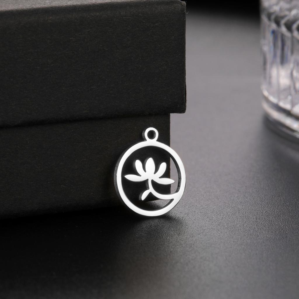 5pcs/lot Charms for Jewelry Making Stainless Steel Lotus Tulip Bicycle Elephant Pendant DIY Accessories for Bracelet Necklace