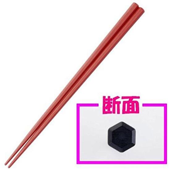 Daikoku Kogyo Hexagonal Set of Commercial Made in Japan Chopsticks, 23cm, Vermilion, 10, Use, Reusable, SPS,