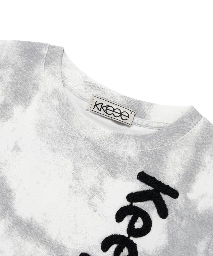 KKEEE Keep Going Boucle Embroidery Crop Short Sleeve Tee