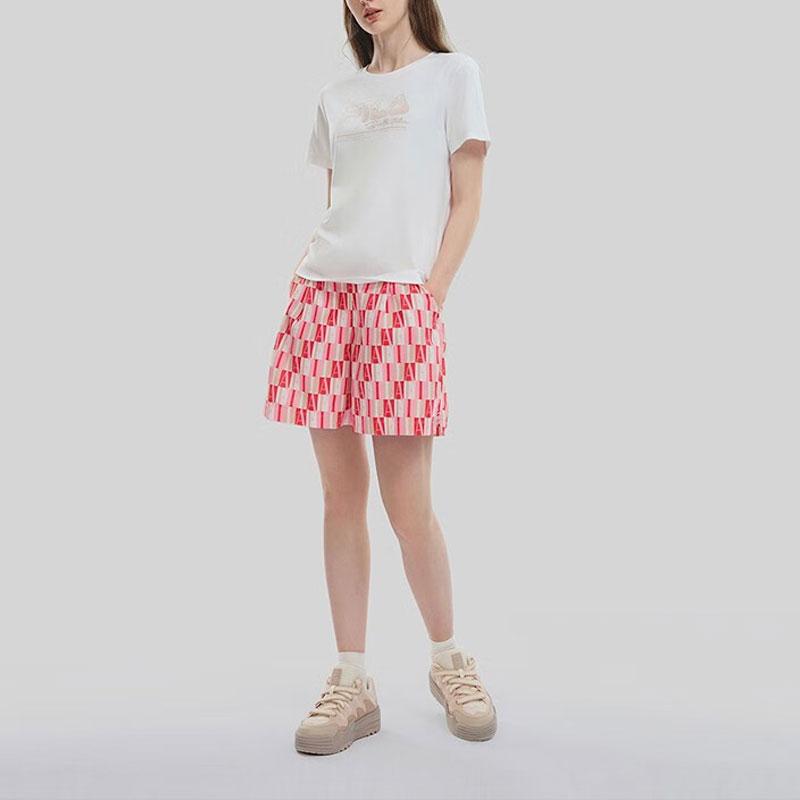 FILA Emerald American Vintage Logo Print Casual Fitted Crew Neck T-Shirt Women Tops White F11W334102F-WT