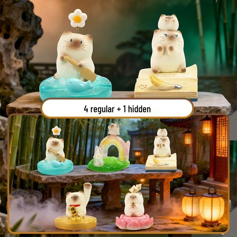 Whimsical Meow Collection Blind Box: Healing Kitten Resin Figurine Gift for Friends, Classmates, and Dorm Decor