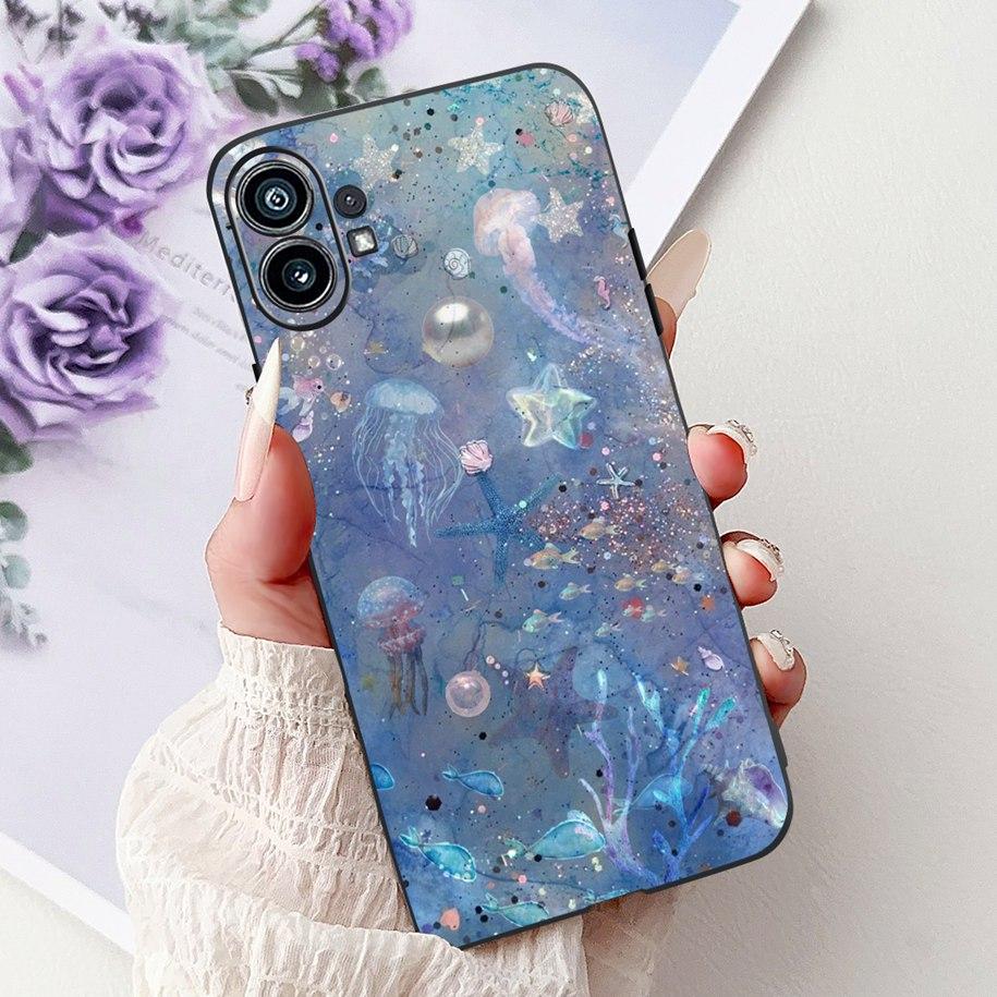 Phone Case 6.55" For Nothing Phone (1) One 1 A063 Soft Black Silicone Shockproof Back Cover For Nothing Phone1 Cartoon Funda New