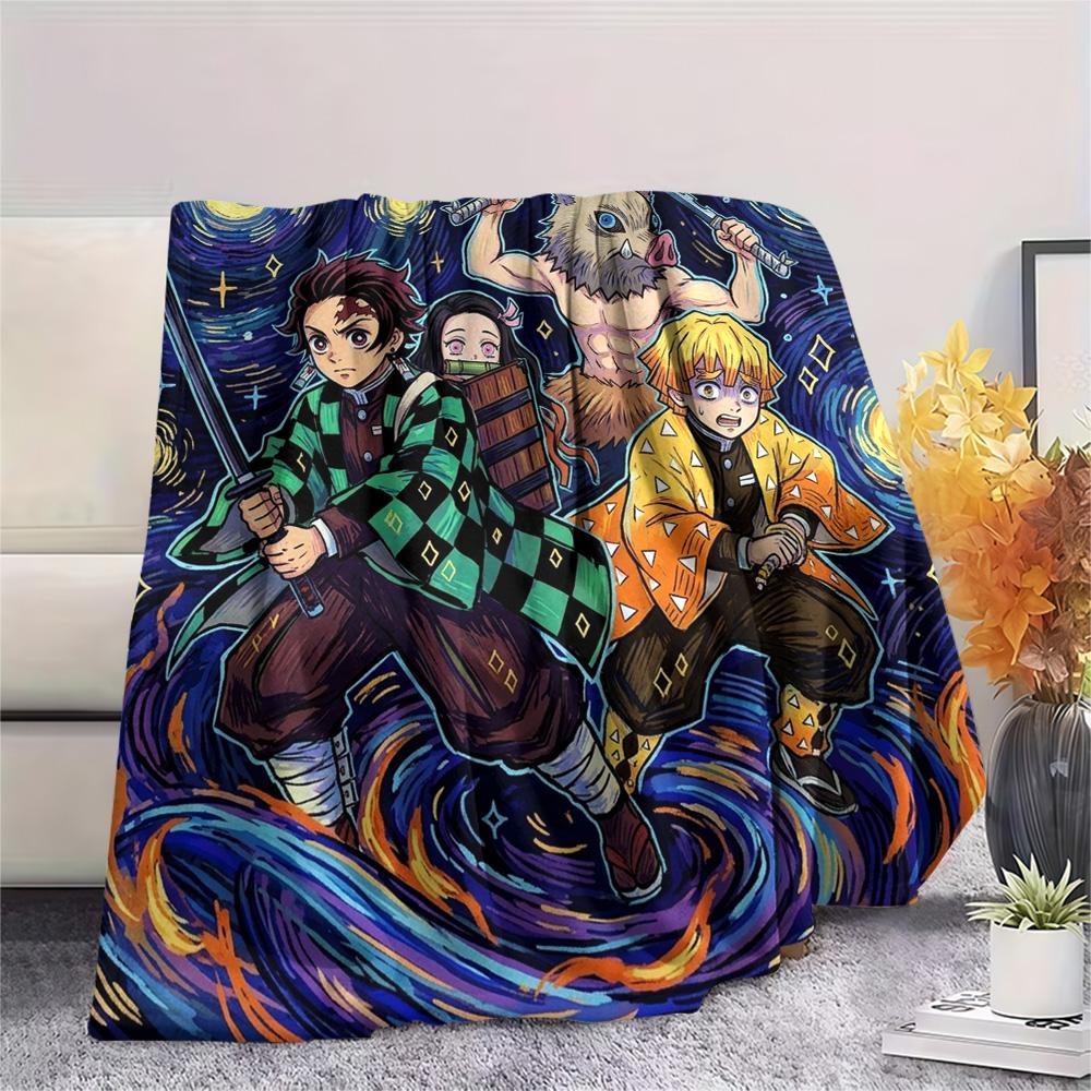 Demon Slayer Tanjiro Print Flannel Blanket, Ultra Soft High Quality All Seasons Warm Throw, Home Decor Cozy Blanket, Perfect Christmas Gift