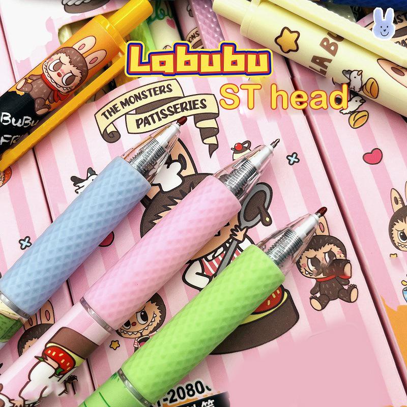 6Pcs Kawaii Gel Pen Labubu Monster Cartoon Neutral Pen Quick Drying Pen Student Examination School Office Supplies Stationery