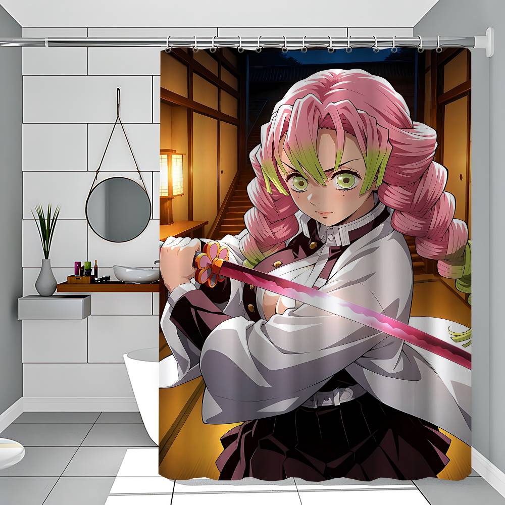 Mitsuri Kanroji Badezimmer Duschvorhang Abschirmung Trennwand Duschvorhang Schnelltrocknend Kann geschrubbt werden Lichtundurchlässig Bad