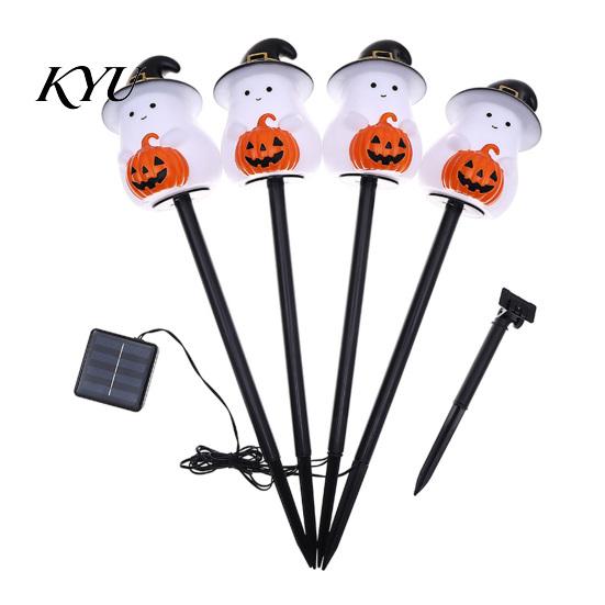 Weather Resistant Garden Lamp 4Pcs/Set Halloween Solar Ghost Stake Light, 4-in-1 Pumpkin with LED Lights, Waterproof Decorative for Outdoor