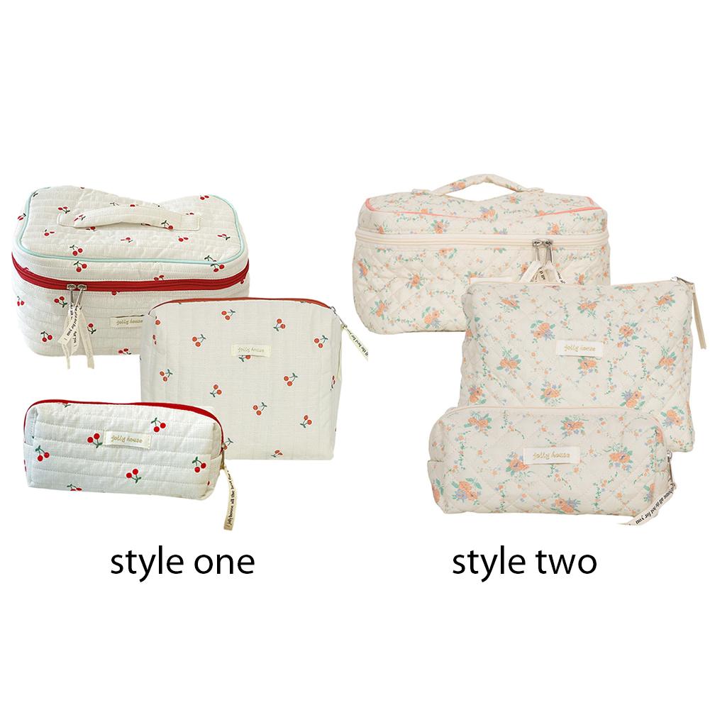 3Pcs Quilted Travel Makeup Pouch Makeup Bag Set Cute Makeup Organizer Storage Bag Cosmetic Organizer Case for Women and Girls